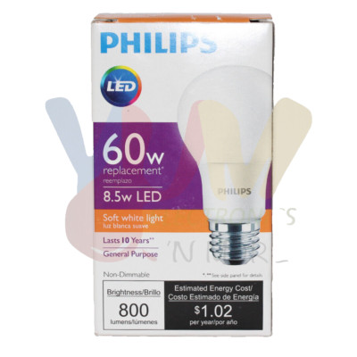 Philips 60W Equivalent Soft White A19 LED 8.5W Light Bulb