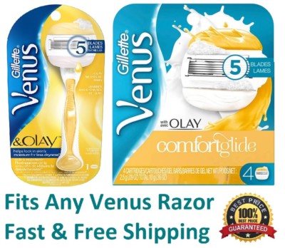 5 Gillette Venus Olay Razor Blades 4 Refills Cartridges Shaver Handle Unboxed