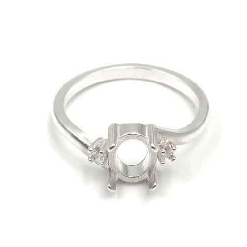 Oval Cabochon Side Accent Ring Mounting - Picture 2 of 4