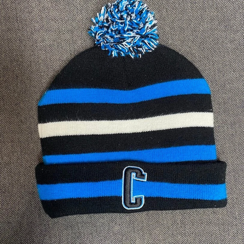 Gorro Colosseum Athletics para hombre talla única azul negro bordado Carolina a rayas Foto 4 de 4