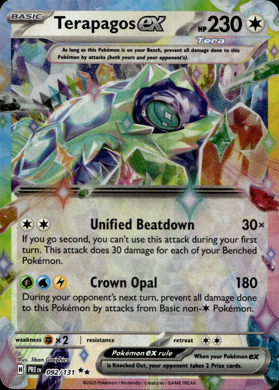 Terapagos ex 92/131 Double Rare Holo Pokemon TCG SV Prismatic Evolutions NM