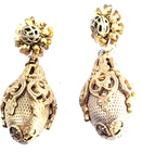 Vintage Miriam Haskell Gold Tone Dangle Earrings TBR
