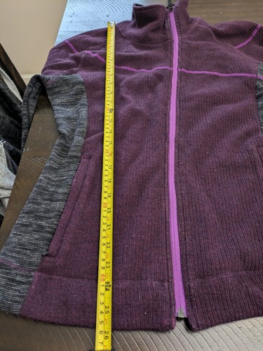 Title Nine lila grau Wollmischung asymmetrischer Reißverschluss Jacke Outdoor Wandern Large - Bild 12 von 12