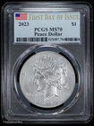 2023 $1 Silver Peace Dollar PCGS MS 70 First Day Of Issue FDOI