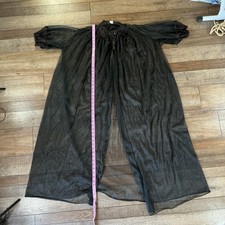 VTG Nylon Fashions AM Goodman Sheer Black Peignoir Robe Size 12 USA Made 91216