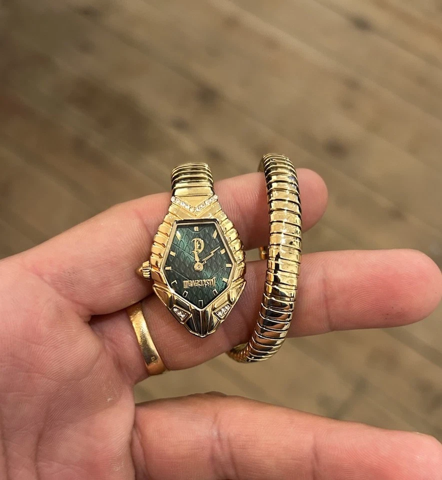 Just Cavalli Snake Watch Emerald Green and Gold Stainless Steel Watch - Image 2 of 4