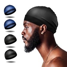 4 Pcs Silk Wave Cap Compression Over Silky Durag Stocking Wave Caps for Men