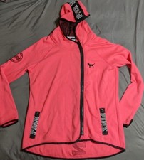 Pink Victorias Secret Hoodie Sweatshirt Womens L Pink Bling Sequins Full Zip