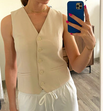 ONLY Damen Anzugweste Gr. 34 Beige ärmellos ...