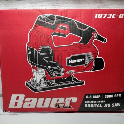BAUER 6.5 Amp Orbital Variable Speed Jig Saw with Laser Jigsaw Box Worn 1873E-B