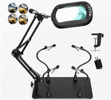2-in-1 Soldering Magnifying Glass LED Lamp Desktop Clamp Third Hands Station