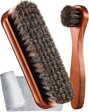 Youngjoy 3pc Horsehair Shoe Polish Brush Kit Dauber Applicators Shine Care