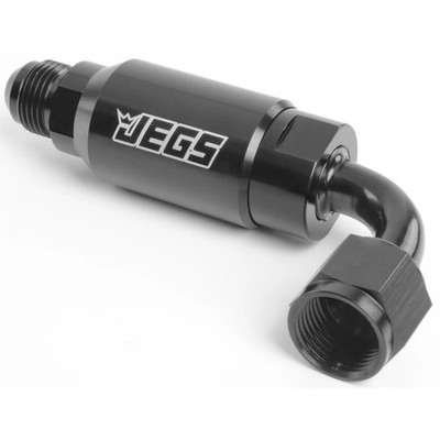 JEGS 15048 Compact Billet In-Line Fuel Filter -8AN Male/90° Female