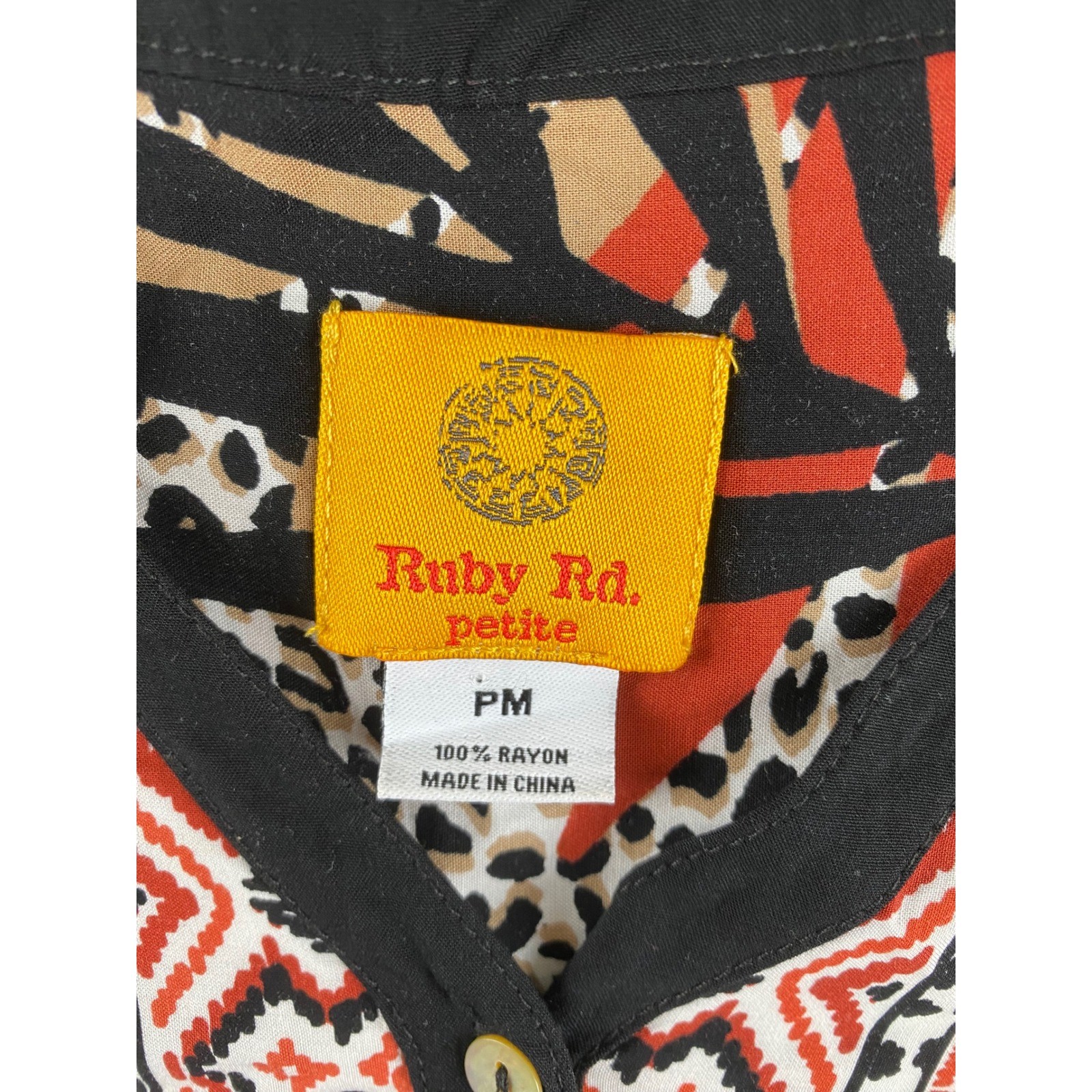 Ruby Rd Petite Boho Print Button Front Tie Front … - image 3
