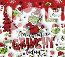 20oz Sublimation Tumbler Christmas Feeling Grinchy Ready to Press Transfer