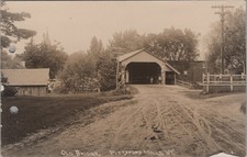 Old Covered Bridge Pittsford Mills Vermont VT Dirt Road 1910s RPPC Postcard