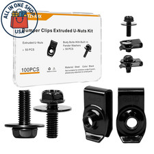 M6-1.0 Body Bolts U-Nut Clips Bumper Fender Splash Shield Fasteners 100PCS