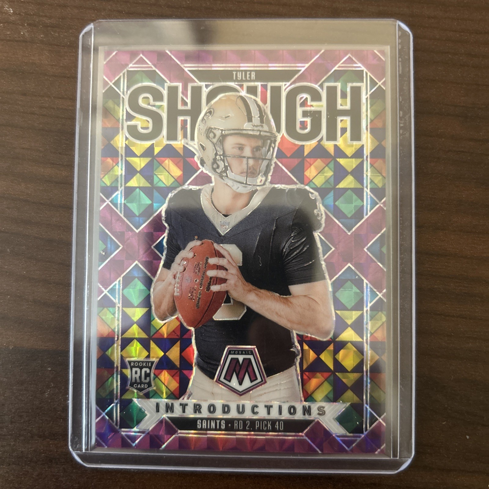 2025 Panini Mosaic Tyler Shough Introductions Purple /49 RC Saints