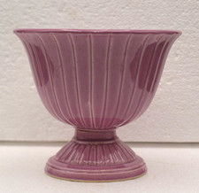 Vintage Lilac Ceramic Ribbed Pedestal Bowl Di...
