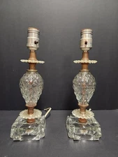 2- Vnt. 1930’s Glass Diamond Pattern BOUDOIR Lamps, REPAIRS