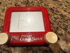 Vintage Ohio Art Pocket Etch A Sketch Red Travel Mini Drawing Toy 2000