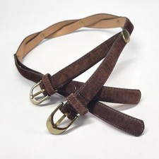Lejon Suede Pigskin Belt 26 Leather Concho Brown Vtg USA Made 504604