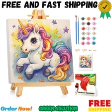 Mandun Paint by Numbers Kit for Kids with Frame, Unicorn Paint by