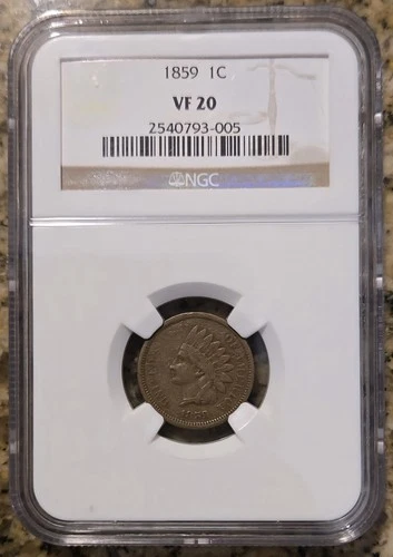 NGC CERTIFIED VF 20 1859 INDIAN HEAD CENT