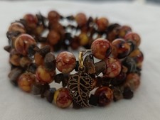 Brown stone mix wrap bracelets, Boho bracelets, beadwork bracelets