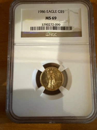 1986 American Gold Eagle Coin (1/10 oz) $5 - NGC MS69