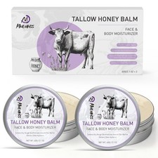 2 pcs Beef Tallow for Skin, Tallow and Honey Balm for Face, Grass-fed Beef