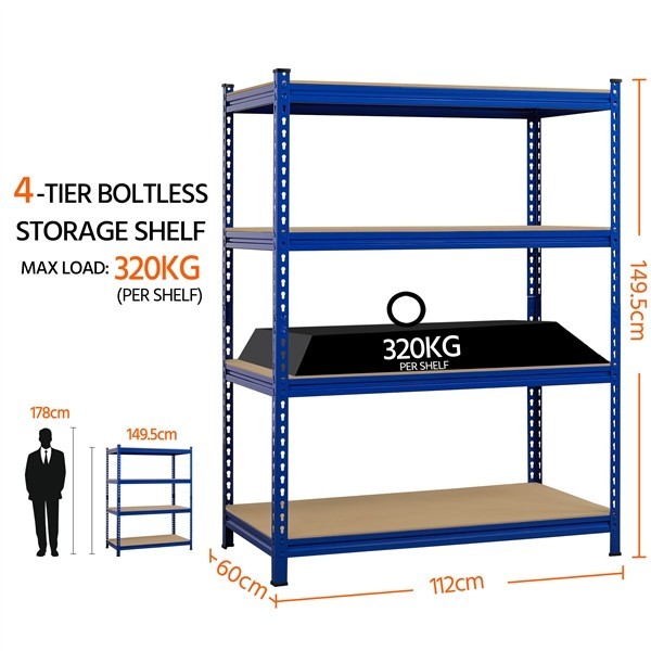 Garage Shelves 4 Tier Storage Shelf Utility Rack for Display 112x60x149.5 cm