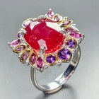 Gemstone 8 ct+ Ruby Ring 925 Sterling Silver Size 7.5 /R463348