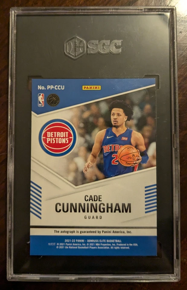 2021 Panini Elite Cade Cunningham Penpals Rookie Auto Purple /25 SGC 9.5 10 Auto - Image 2 of 2