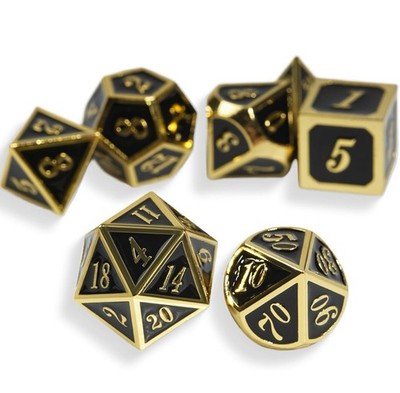 Metal DND Dice Set 7pcs Dungeons and Dragons D&D RPG Dragon Gold Black