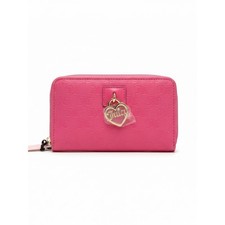 Juicy Couture Hot Pink Embossed Zip Wallet with Gold Heart Charm