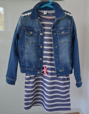 COOL CLUB Coccodrillo Kleid Tunika Jeans Jacke 3-Set Mädchen Größe 134