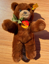 Vintage Steiff Teddy Bear 023156 Button in Ear Golden-Brown Mohair w/ Green Bow