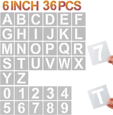 YEAJON 6 Inch Letter Stencils and Numbers, 36 Pcs Alphabet Art Craft 6 