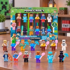 12X Minecraft Figure Pack Series Overworld Player Survival Playset Steve Toy NEW