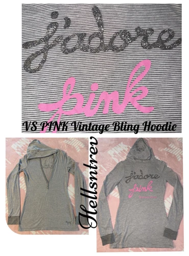 UNDERCOVER Victoria’s Secret ROSA J’adore Bling felpa con cappuccio chiusura a scatto MEDIA