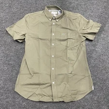 LACOSTE Regular Fit Oxford Cotton Shirt Men's Size M Khaki Green