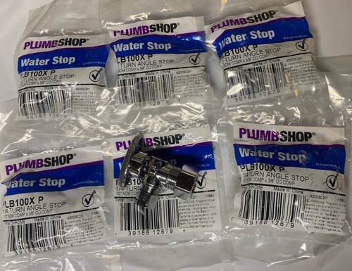 6 Pc Water Stop Valve.  1/2" Nominal Compression 3/8" Comp 1/4" Turn Angle Stop