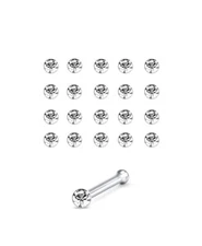Lot 20 Sterling Silver Round Nose Bone Stud Ring 1.5mm, 2mm or 2.5mm Clear 22G