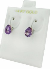 GENUINE 1.52 Cts AMETHYST EARRINGS 14K GOLD - Lever Back -FREE APPRAISAL SERVICE
