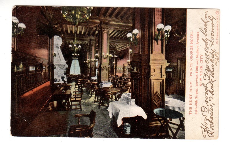 Postcard: Hunt Room, Prince George Hotel, New York City, NY - udb; pm 1907
