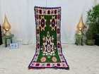 Moroccan Handmade Vintage Rug 2'5"x7'4" Berber  Abstract Green Pink Cotton Rug