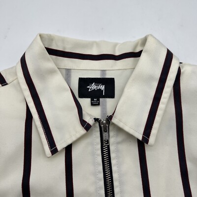 Stussy Zip Up Authentic WORKGEAR Jacket Striped [Size: M