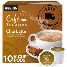 Cafe Escapes Chai Latte, Keurig K-Cup Pods, 10 Count