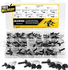 Pop Rivets Large Flange Blind Rivets Aluminum Assortment Kit 100Pcs -11 Sizes...